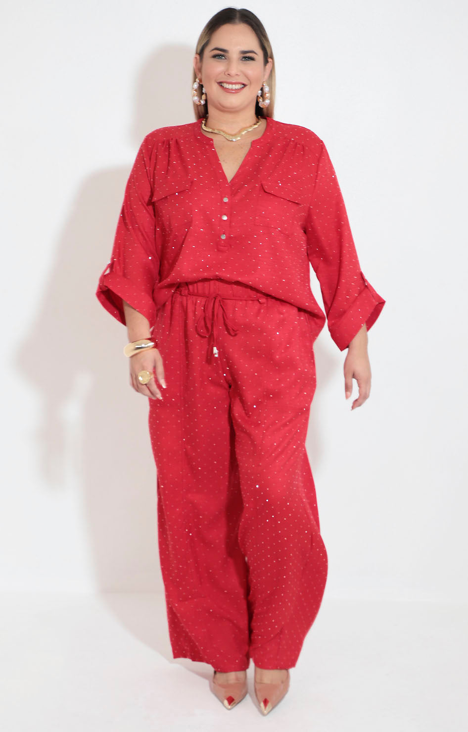 Conjunto rojo con brillos - BLUSA Boutiquemirel 