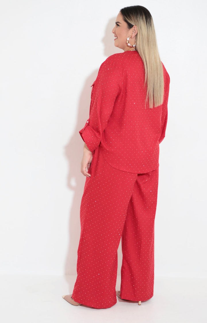Conjunto rojo con brillos - BLUSA Boutiquemirel 