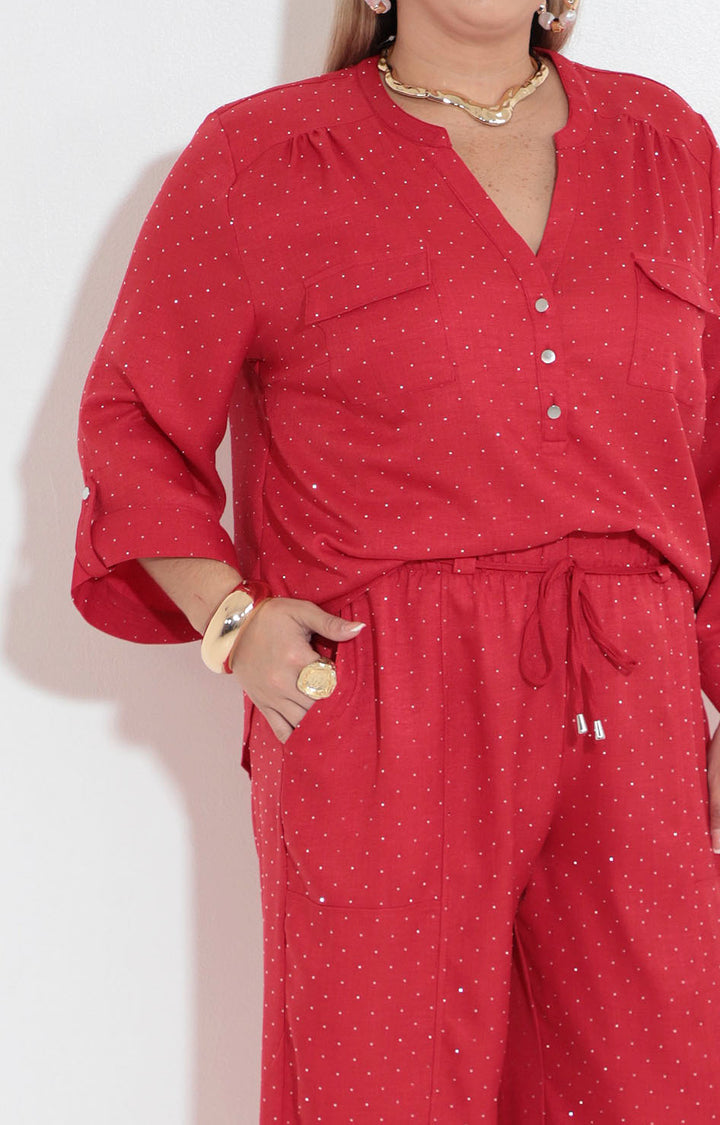 Conjunto rojo con brillos - BLUSA Boutiquemirel 