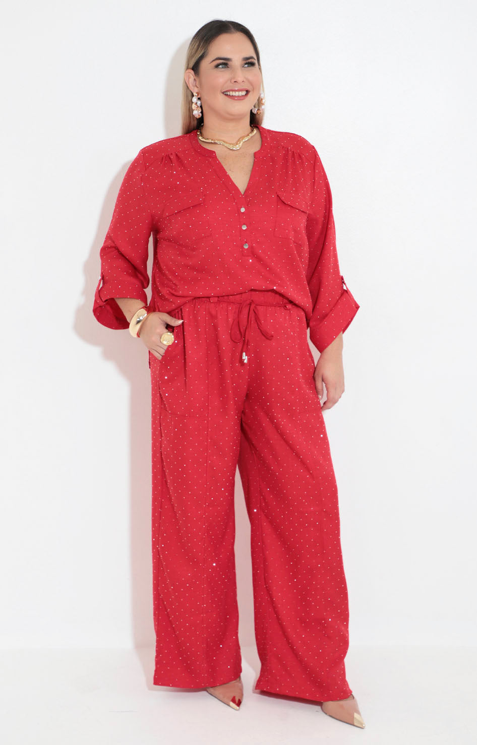 Conjunto rojo con brillos - BLUSA Boutiquemirel 