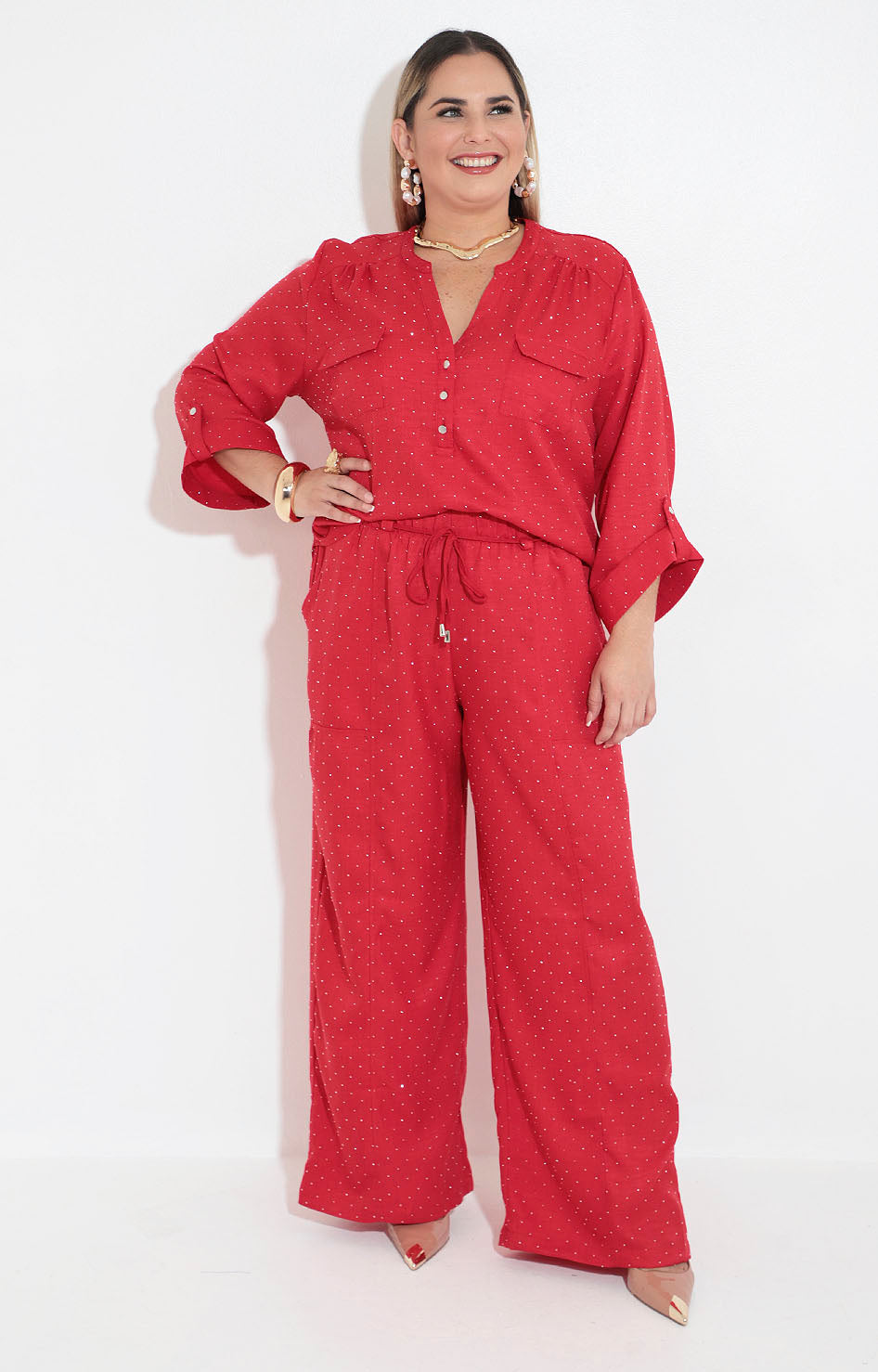 Conjunto rojo con brillos - BLUSA Boutiquemirel 