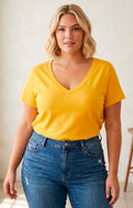 Blusa con mangas amarilla - BLUSAS CURVY Boutiquemirel 