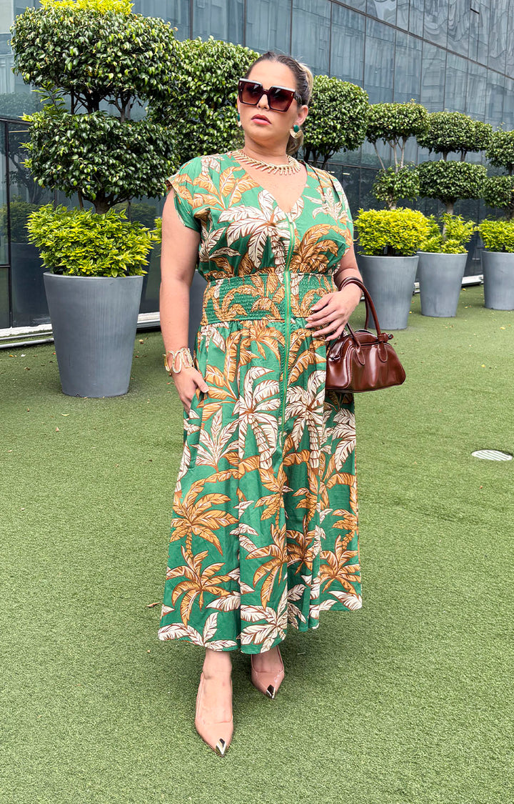 Vestido verde con hojas - VESTIDO XL Boutiquemirel 