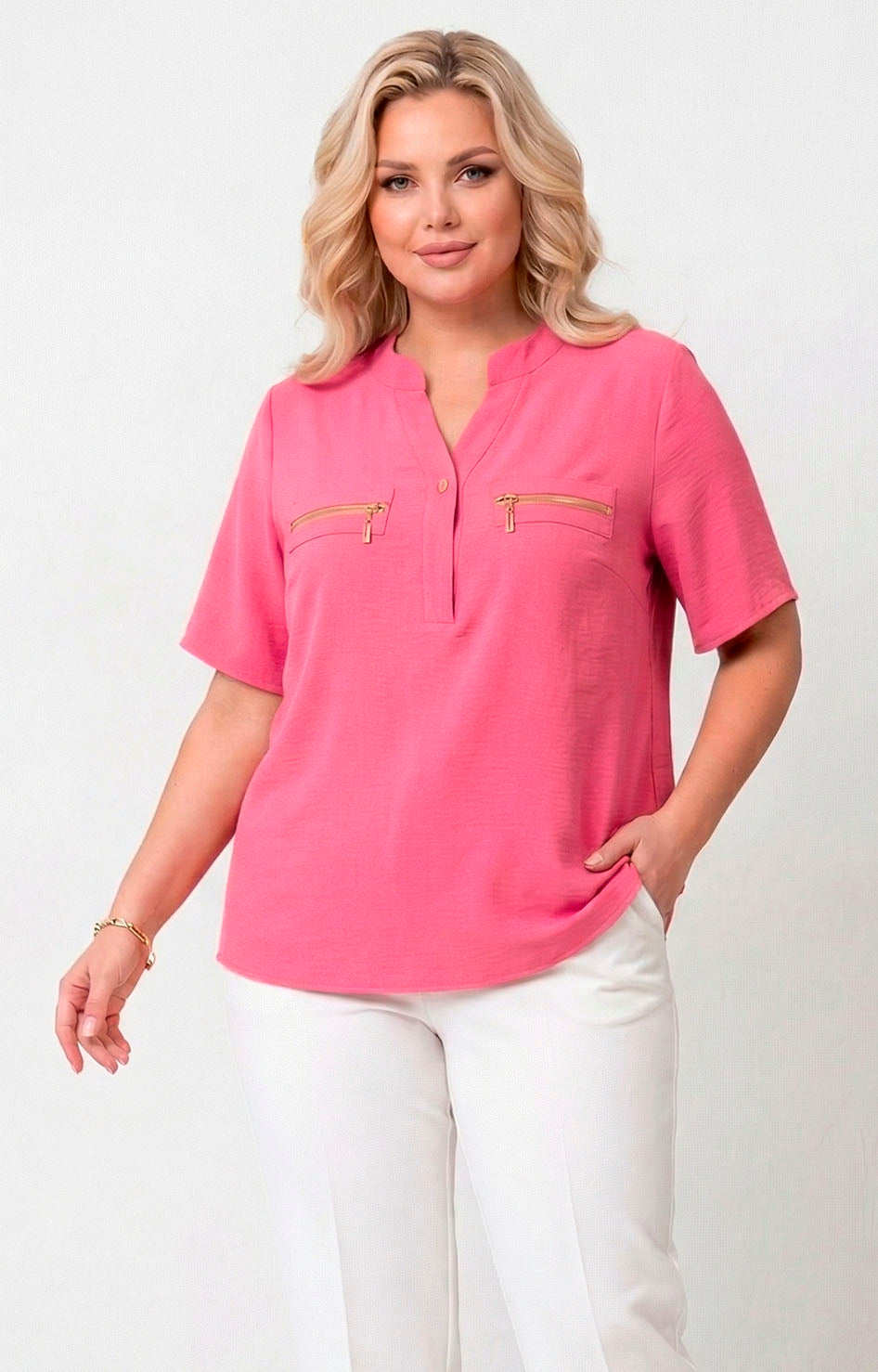 Blusa lisa con mangas - BLUSAS CURVY Boutiquemirel 