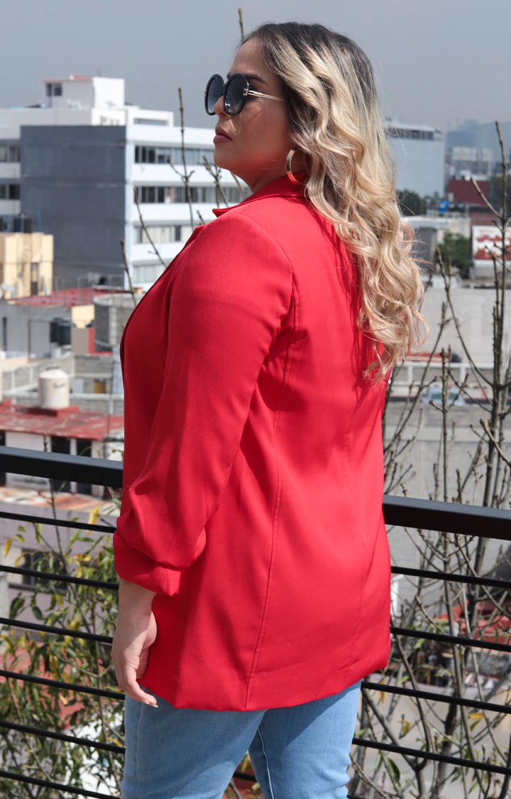 Saco rojo con fruncido en mangas R - SACO Boutiquemirel 