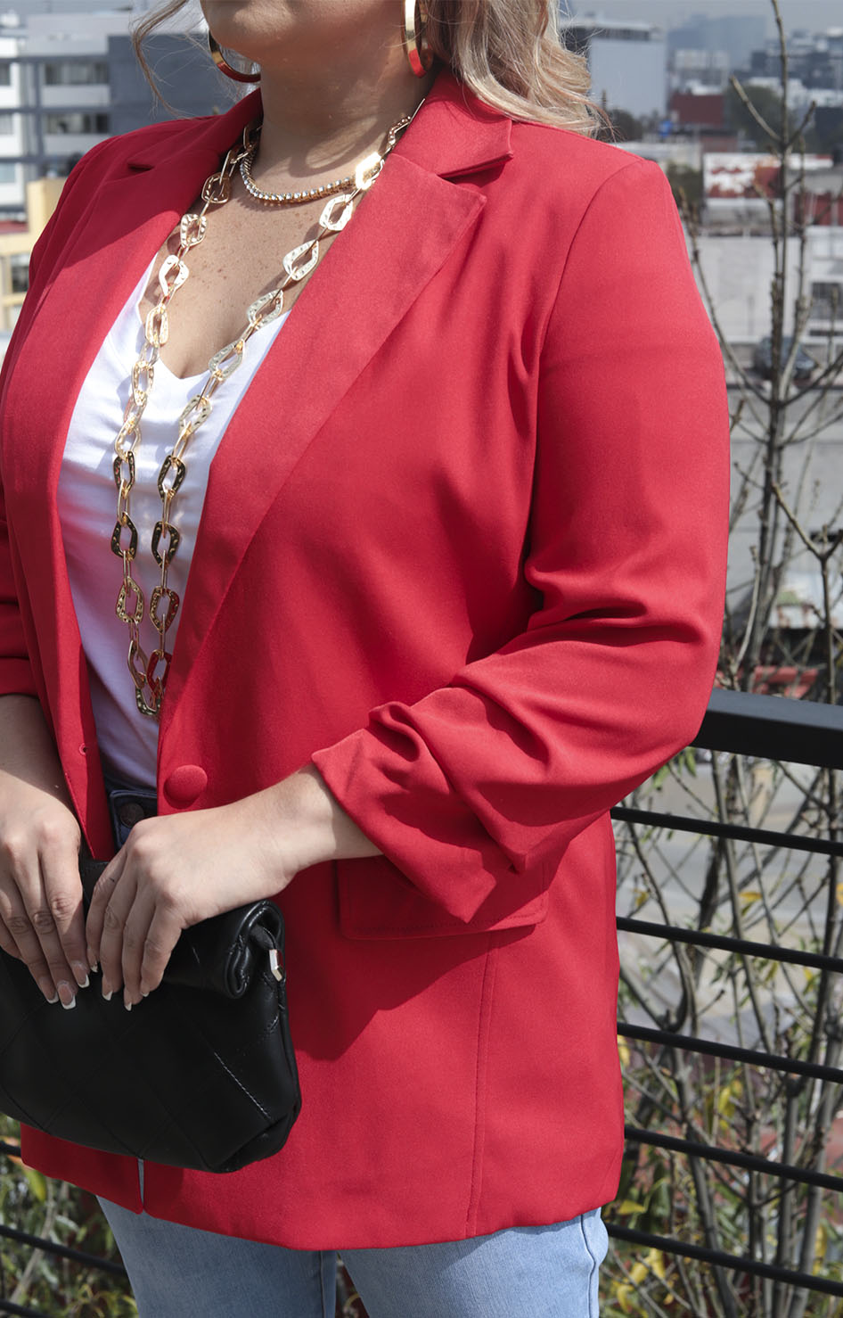 Saco rojo con fruncido en mangas R - SACO Boutiquemirel 