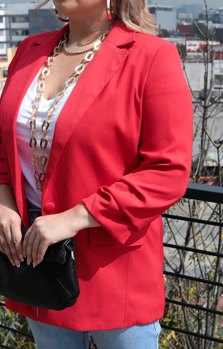 Saco rojo con fruncido en mangas R - SACO Boutiquemirel 