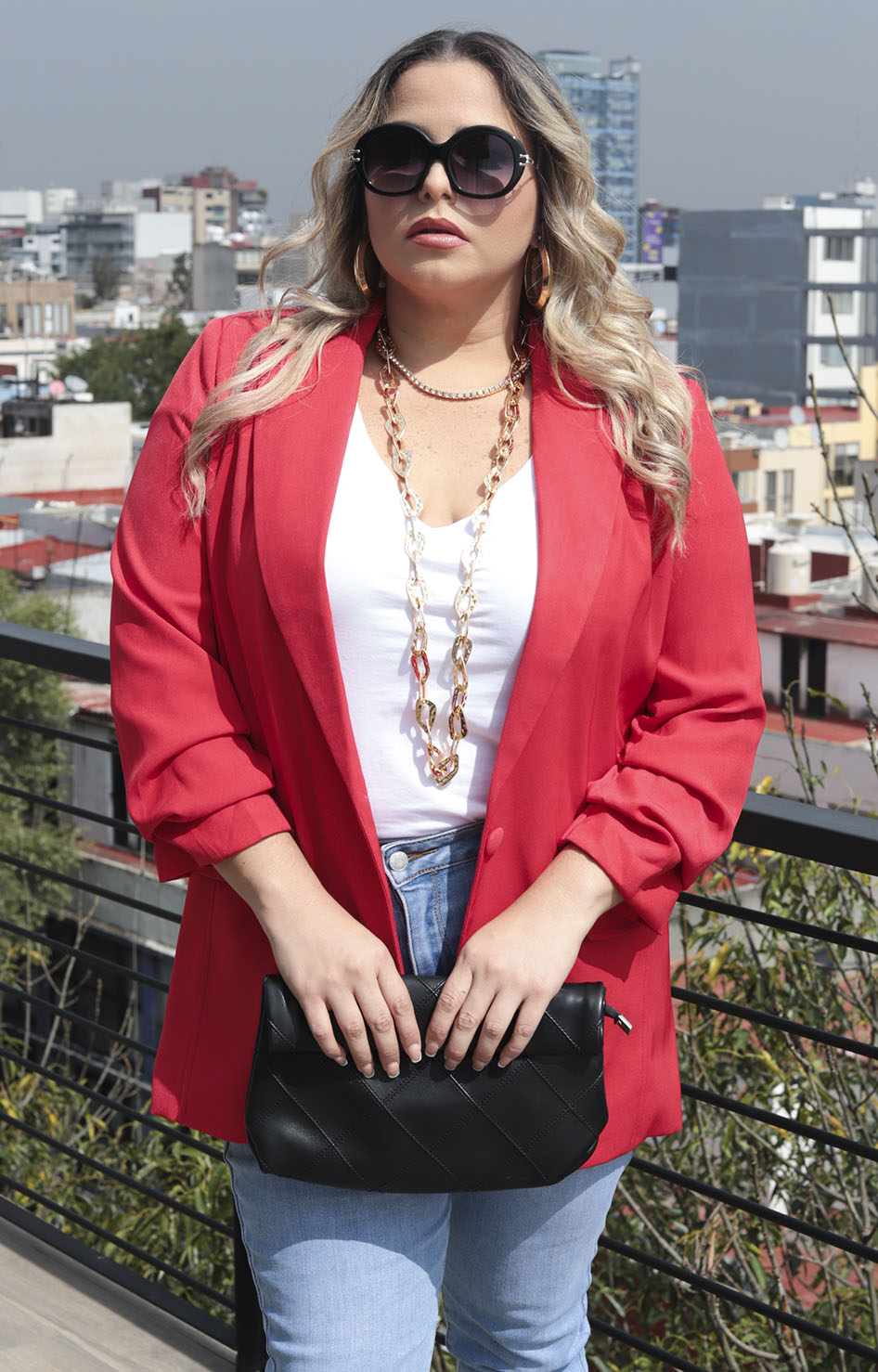 Saco rojo con fruncido en mangas R - SACO Boutiquemirel 