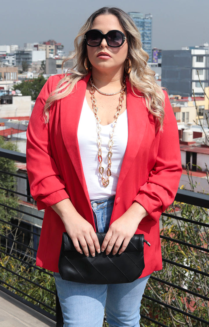 Saco rojo con fruncido en mangas R - SACO Boutiquemirel 