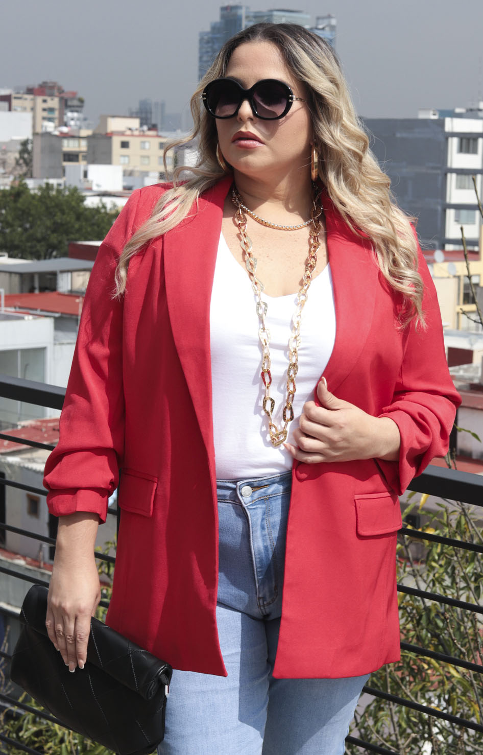 Saco rojo con fruncido en mangas R - SACO Boutiquemirel 