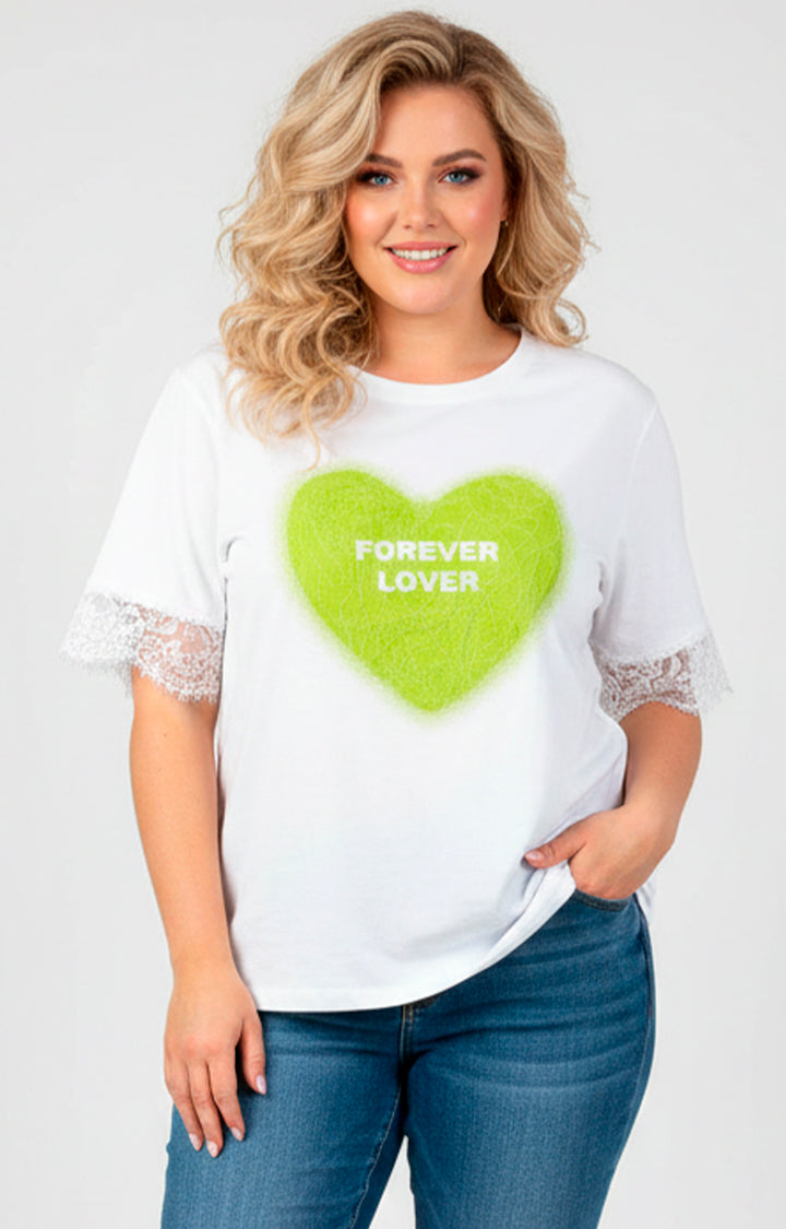 Blusa blanca corazón verde