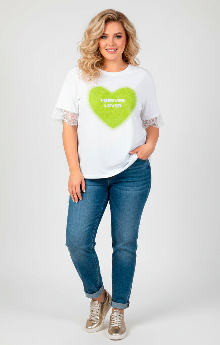 Blusa blanca corazón verde