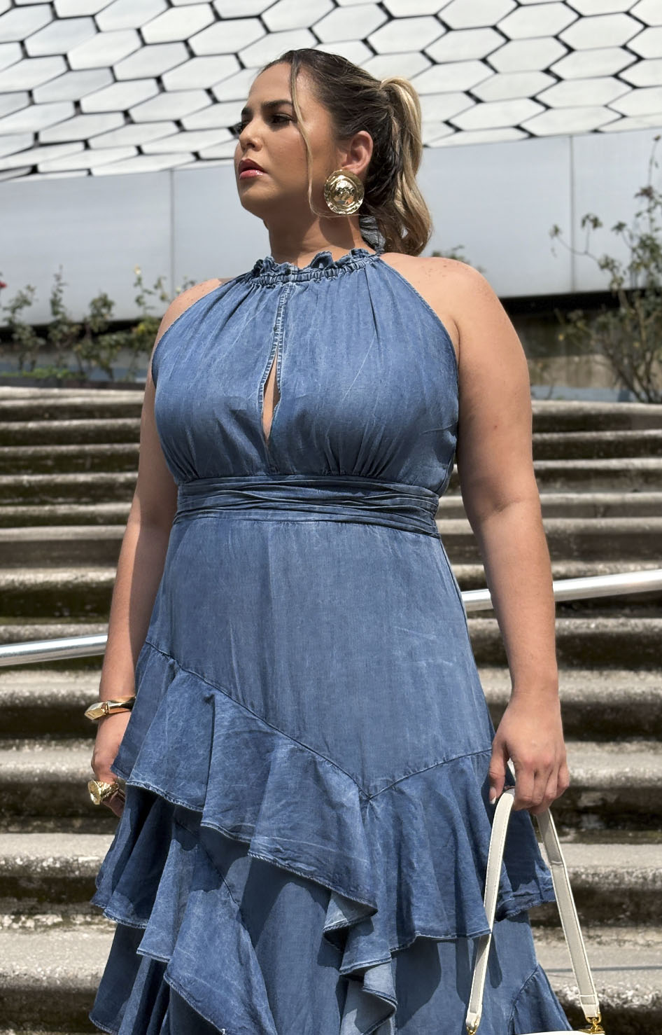 Vestido denim con olanes - VESTIDO XL Boutiquemirel 