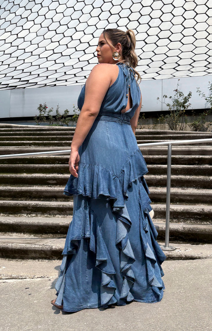 Vestido denim con olanes - VESTIDO XL Boutiquemirel 