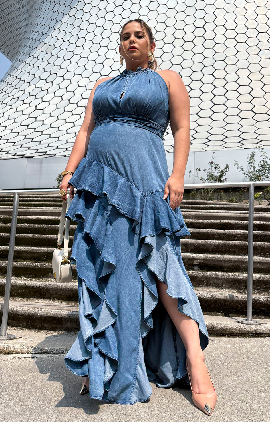 Vestido denim con olanes - VESTIDO XL Boutiquemirel 