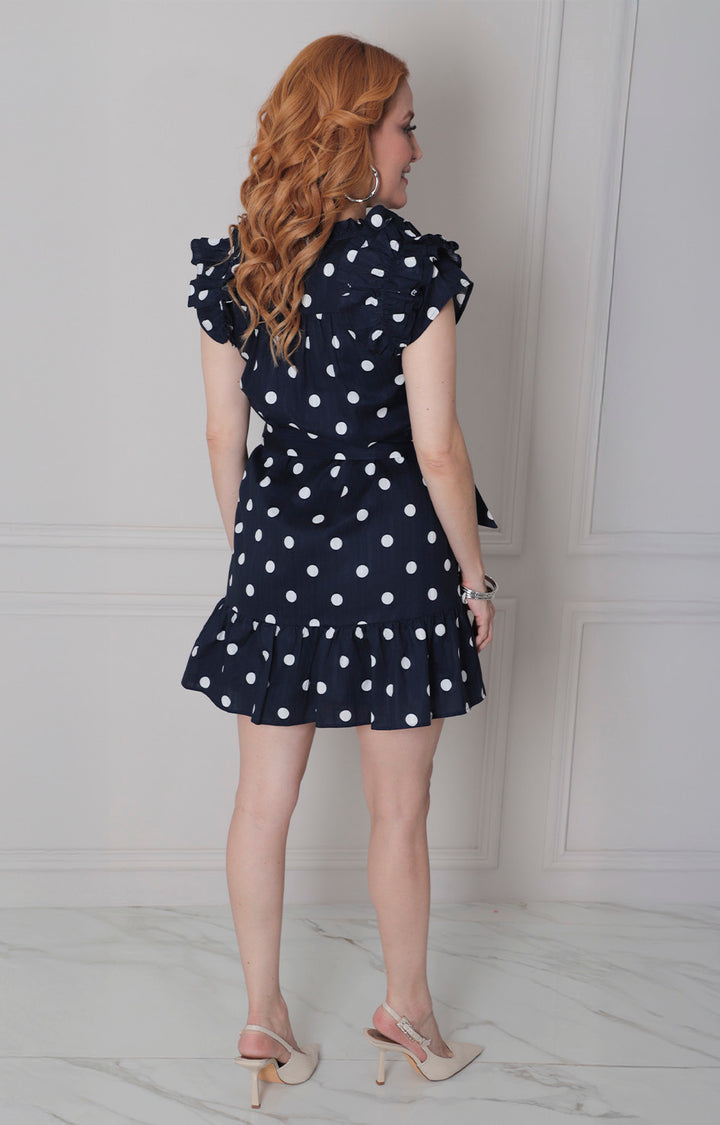 Vestido azul marino polka dots - VESTIDO CORTO REGULAR Boutiquemirel 