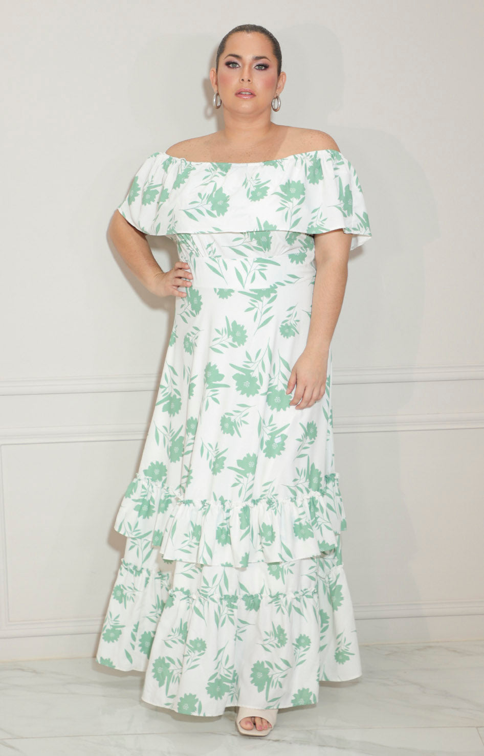 Vestido verde straple con estampado con volante - VESTIDO Boutiquemirel 