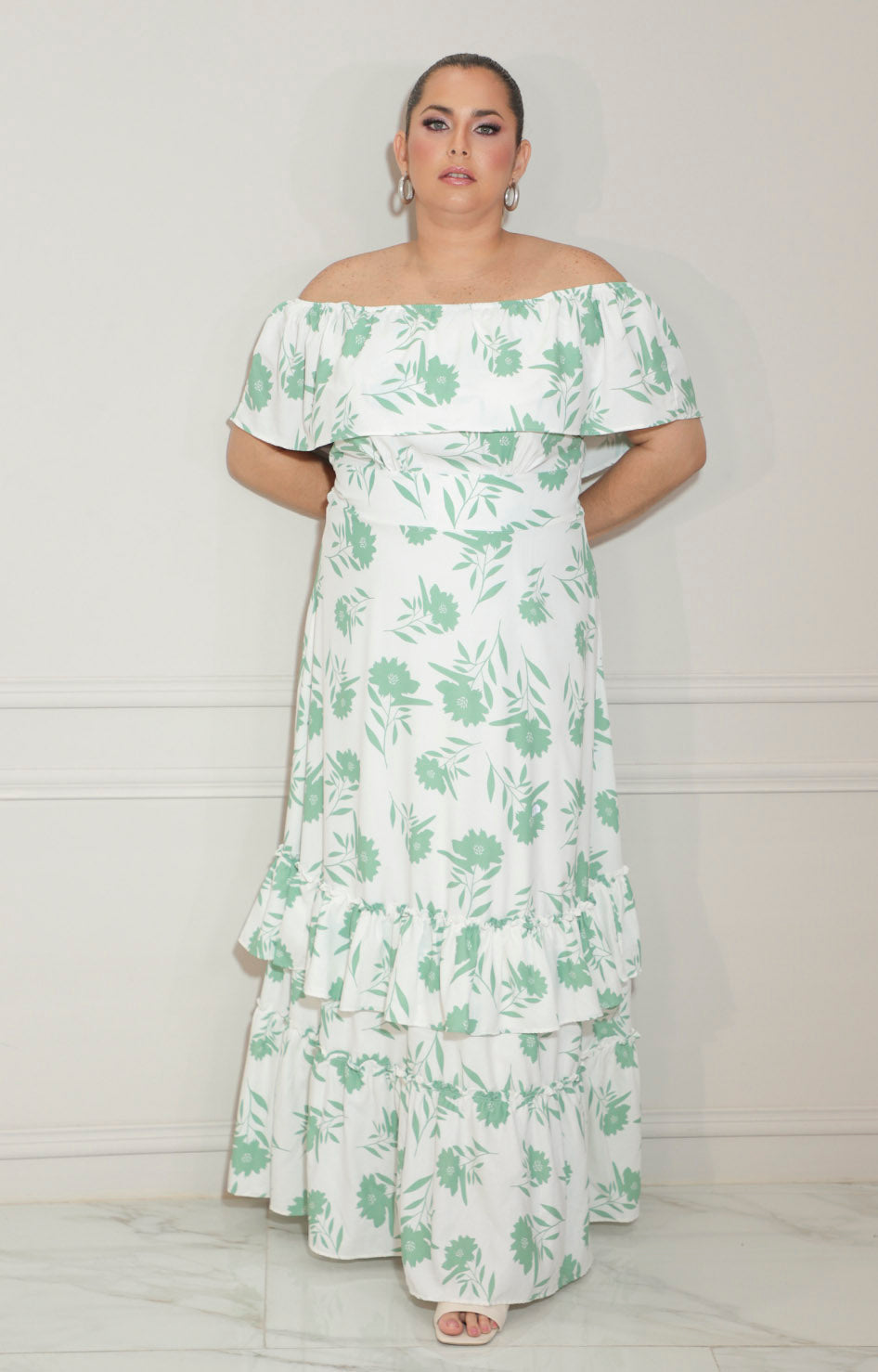 Vestido verde straple con estampado con volante - VESTIDO Boutiquemirel 