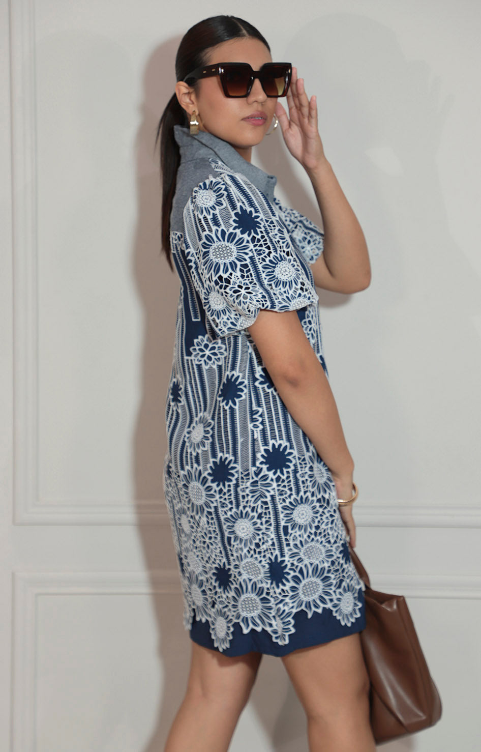 Vestido azul estampado con detalle de botones - VESTIDO Boutiquemirel 