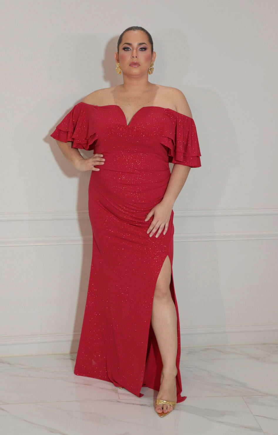 Vestido rojo straple con volante en manga - VESTIDO Boutiquemirel 