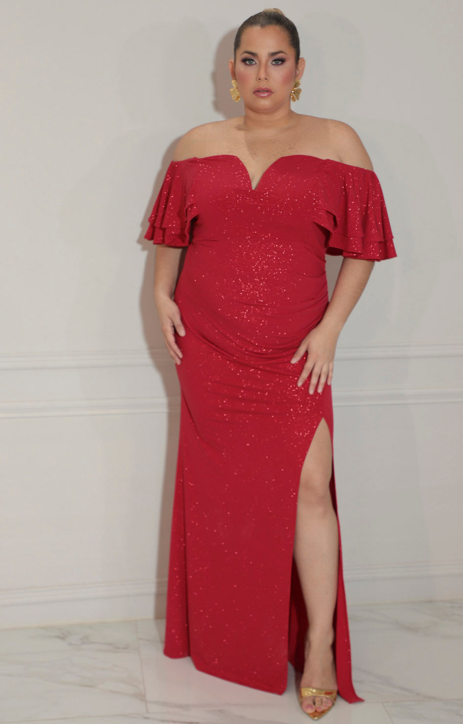 Vestido rojo straple con volante en manga - VESTIDO Boutiquemirel 