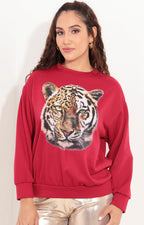 Suéter rojo estampado - SUETER Boutiquemirel 