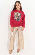 Suéter rojo estampado - SUETER Boutiquemirel 