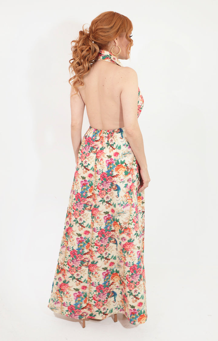 Vestido estampado cuello halter y espalda descubierta - VESTIDO Boutiquemirel 