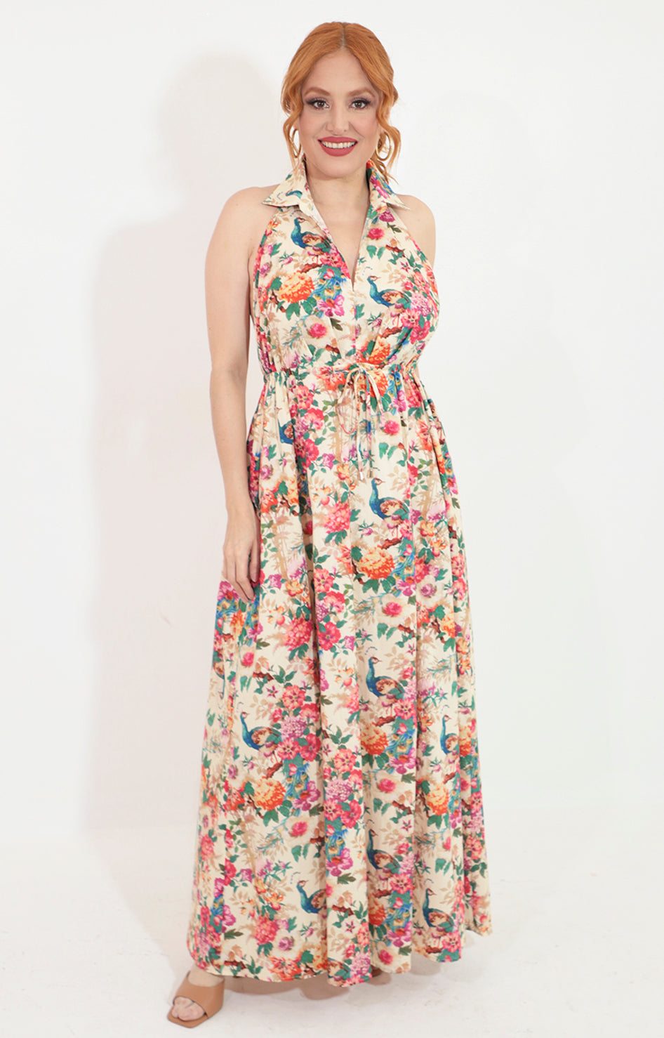 Vestido estampado cuello halter y espalda descubierta - VESTIDO Boutiquemirel 