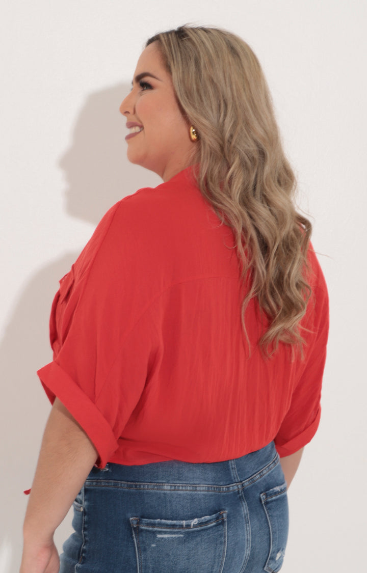 Blusa camisera roja - BLUSA Boutiquemirel 