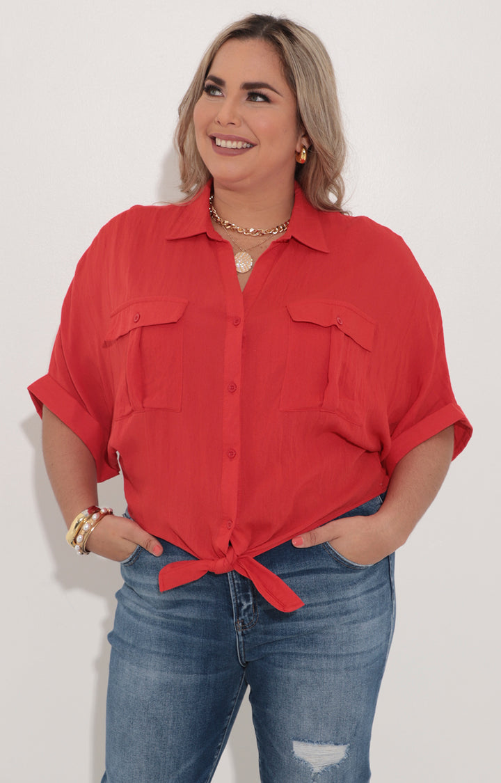Blusa camisera roja - BLUSA Boutiquemirel 