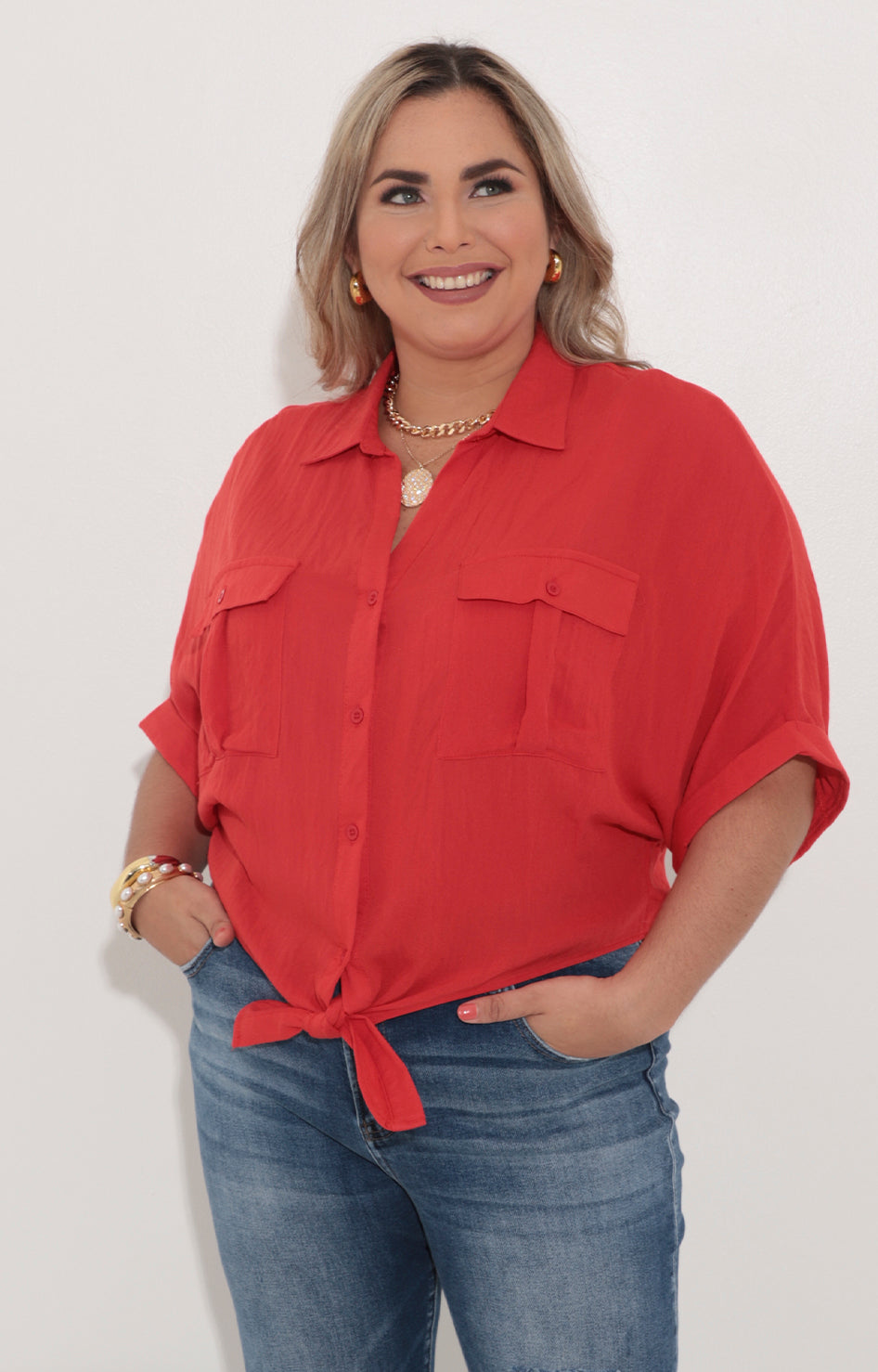 Blusa camisera roja - BLUSA Boutiquemirel 