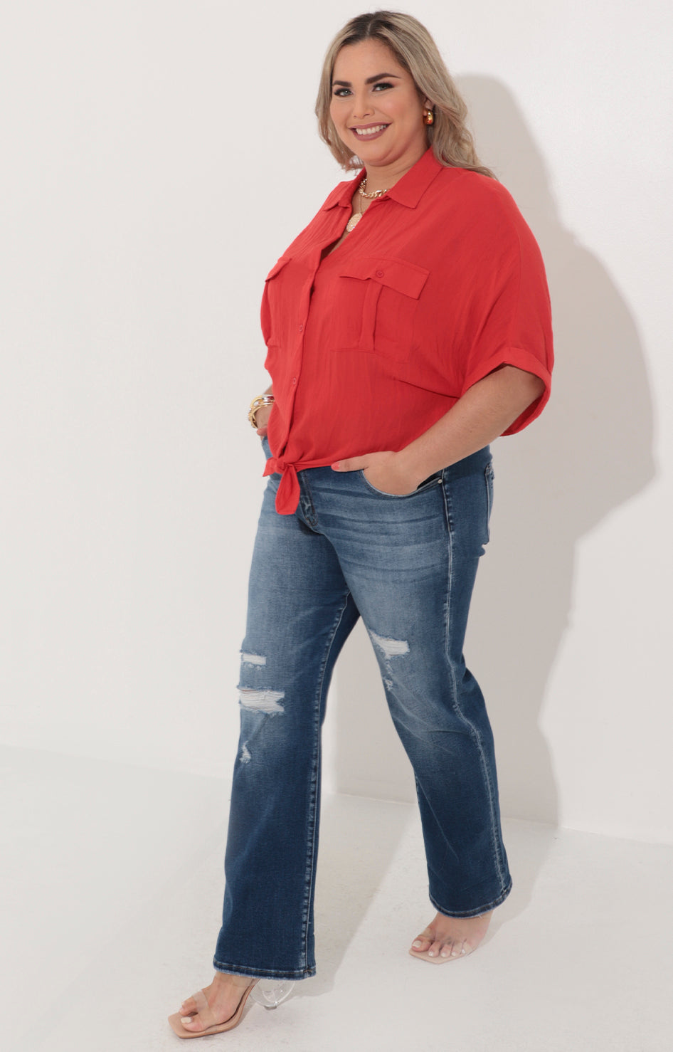 Blusa camisera roja - BLUSA Boutiquemirel 