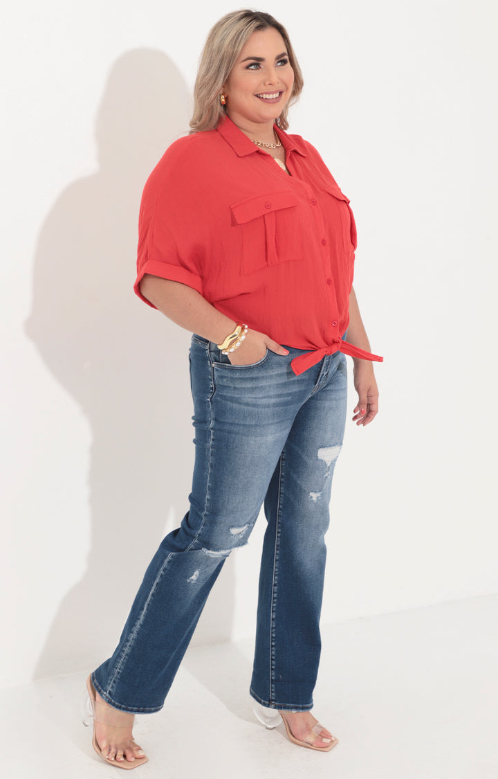 Blusa camisera roja - BLUSA Boutiquemirel 