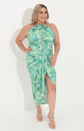 Vestido verde estampado en blanco - VESTIDO Boutiquemirel 
