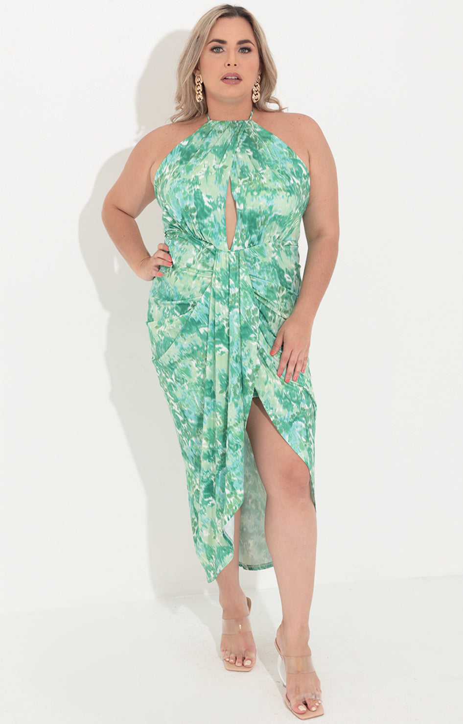 Vestido verde estampado en blanco - VESTIDO Boutiquemirel 