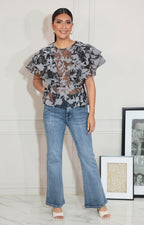 Blusa negra plisada estampada - BLUSA Boutiquemirel 