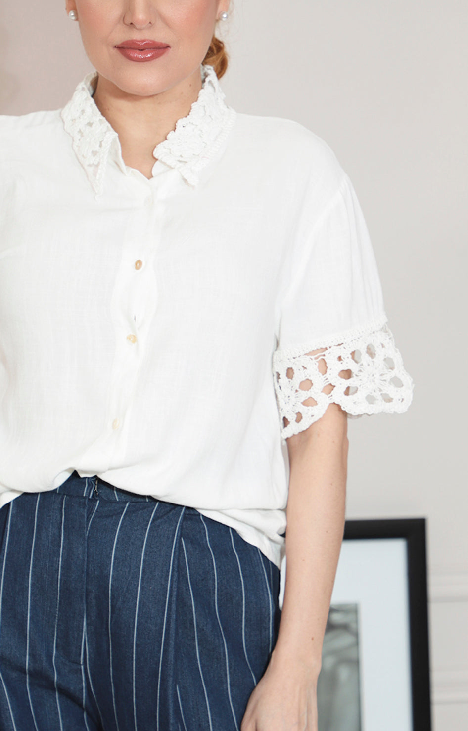 Blusas blanca con bordado y botones - BLUSA Boutiquemirel 