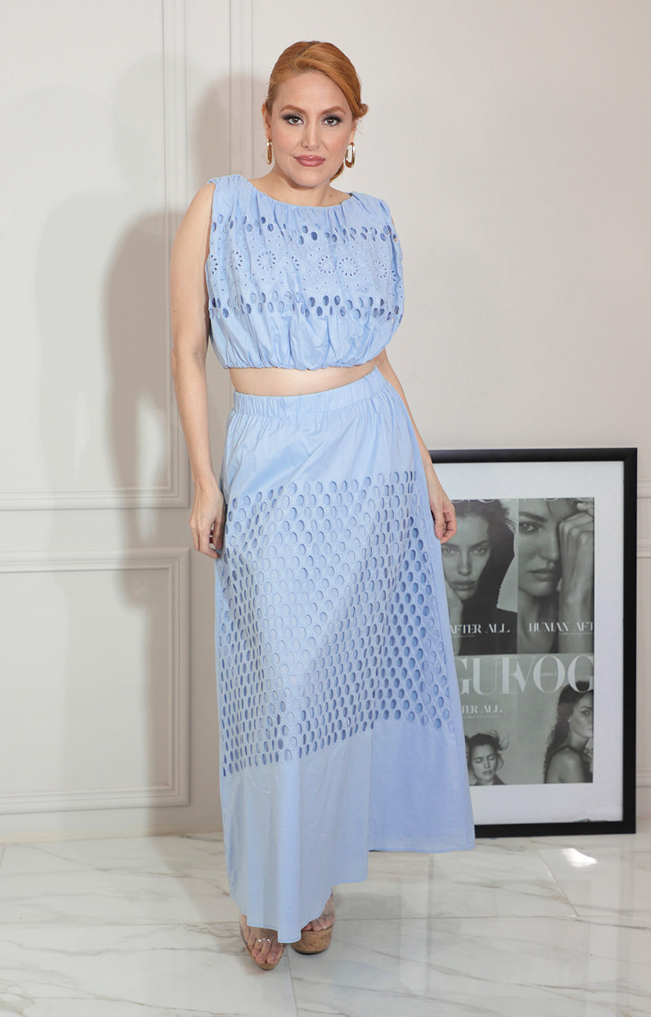 Conjunto azul tira bordada - CONJUNTO Boutiquemirel 