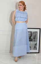 Conjunto azul tira bordada - CONJUNTO Boutiquemirel 