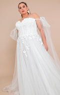 Vestido blanco con mangas de tul - VESTIDO LARGO CURVY Boutiquemirel 