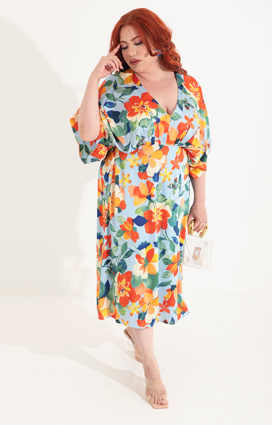 Vestido azul con flores multicolor - VESTIDO Boutiquemirel 