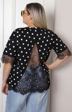 Blusa con polka dots y encaje