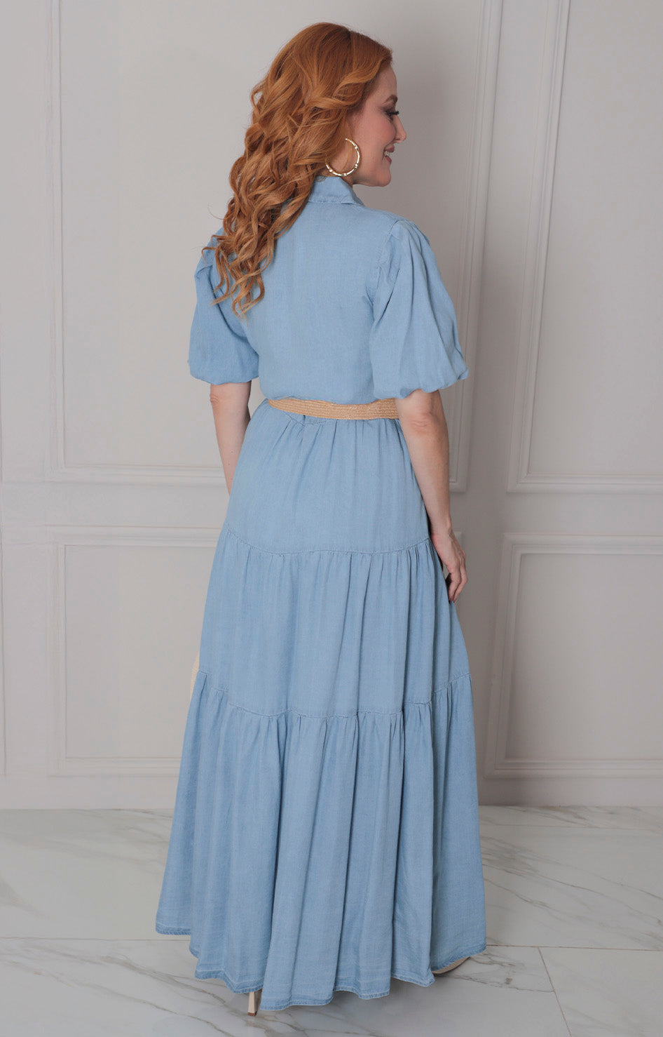 Vestido de mezclilla con x cinturon - VESTIDO LARGO REGULAR Boutiquemirel 