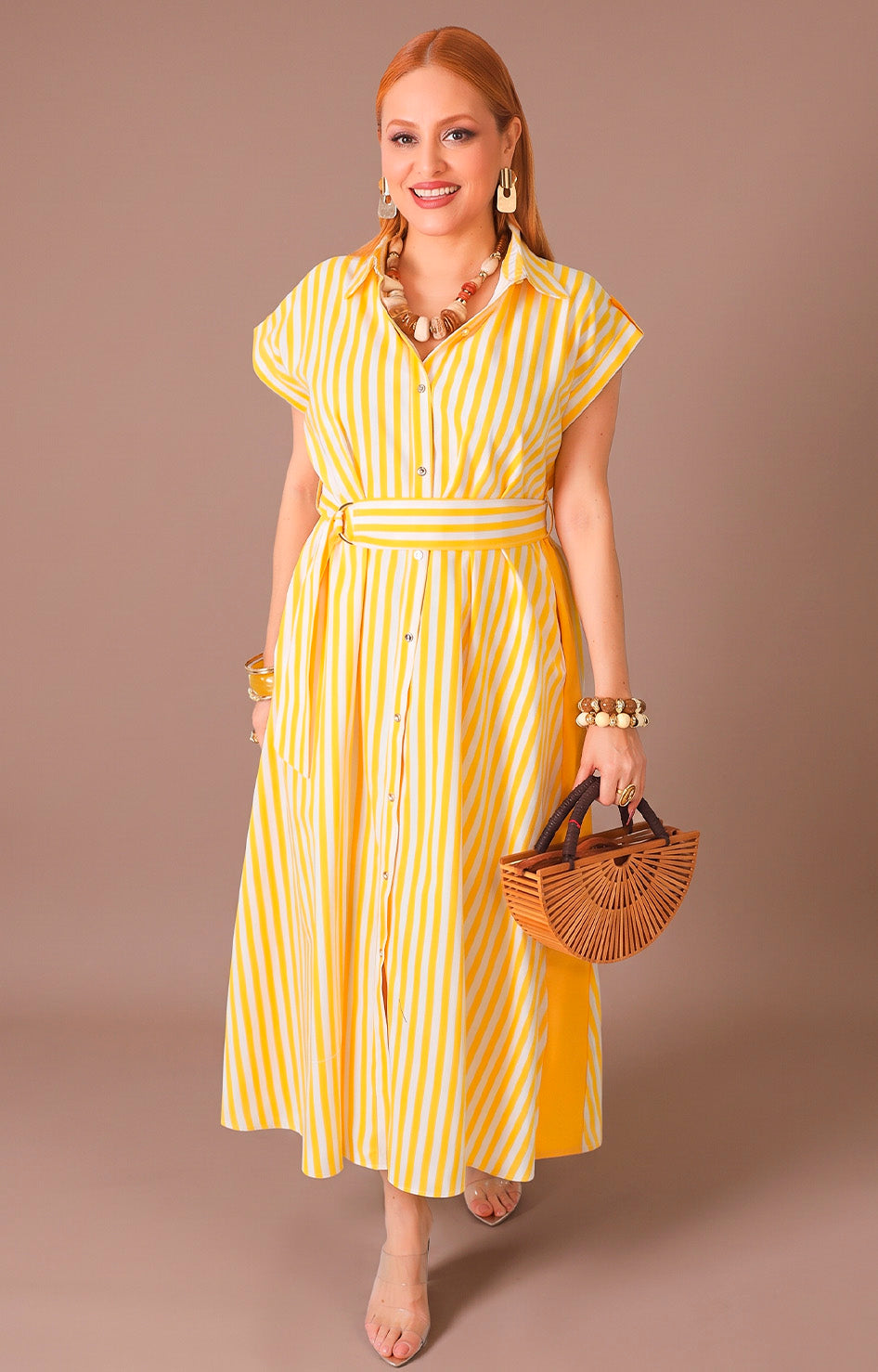 Vestido amarillo de rayas