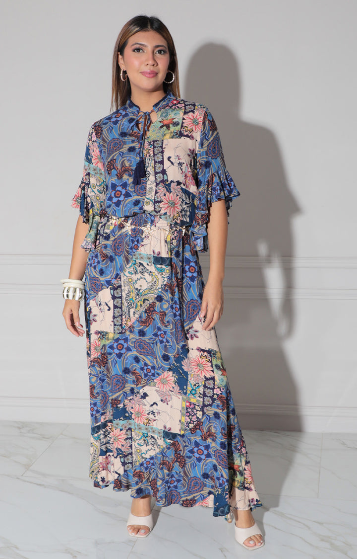 Falda azul estampada - FALDA Boutiquemirel 