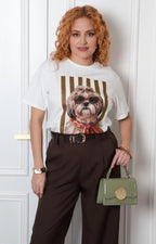 Blusa blanca estampado perrito