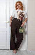 Pantalón pierna ancha con cinturón