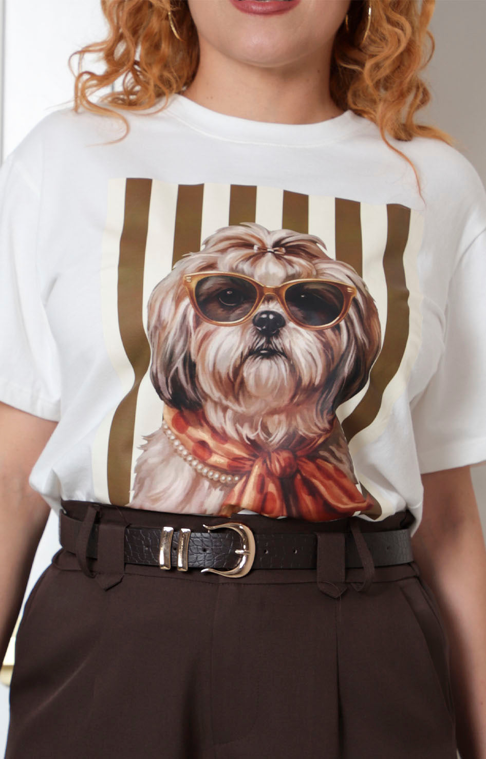 Blusa blanca estampado perrito