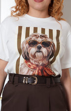 Blusa blanca estampado perrito